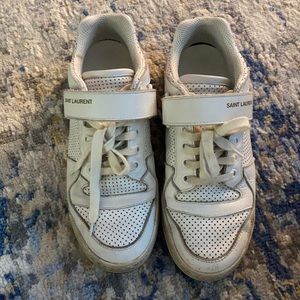 Size 38.5 Saint Laurent White Velcro Sneakers
